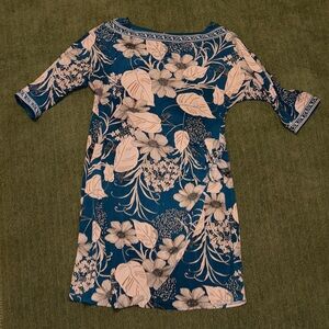 Floral Blue and Cream Dress